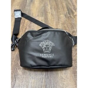 Versace Parfums Black Nylon Belt Bag Medusa Logo Fanny Pack Adjustable Strap